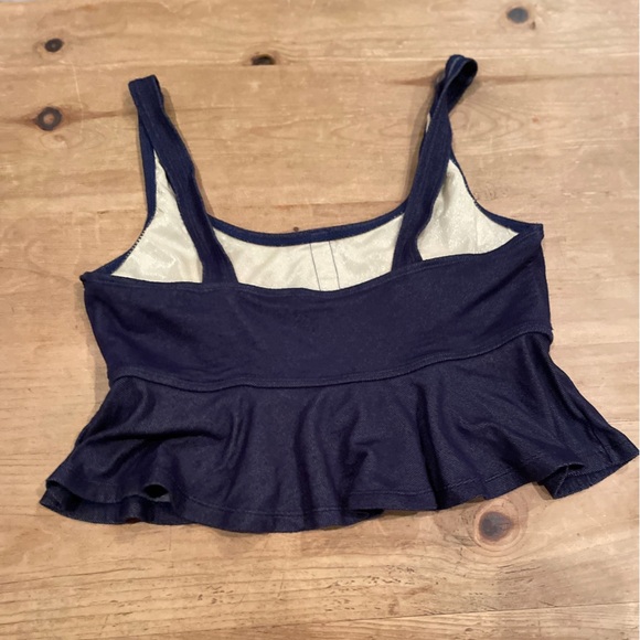 Betsey Johnson soft denim ruffled crop top summer jeans festival sailor Y2K SM - Picture 4 of 8